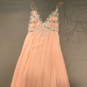 Peach and white maxi dress